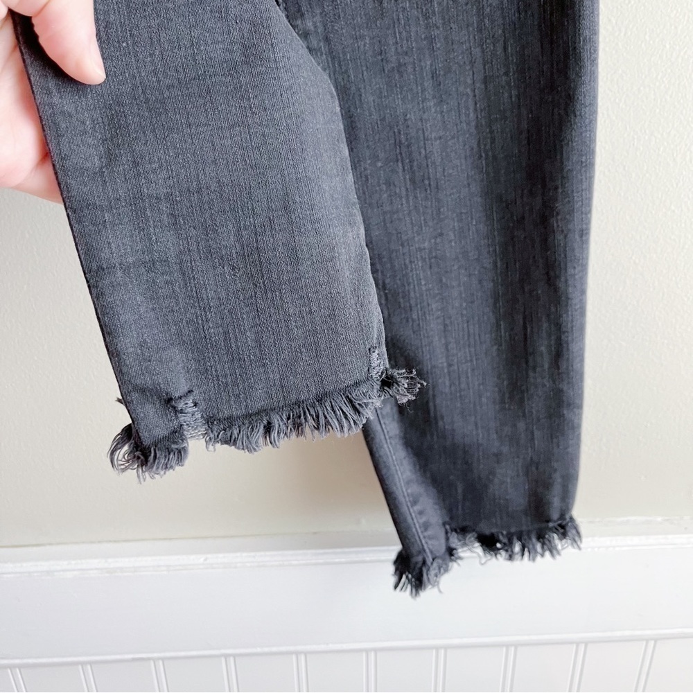 Madewell 9” Mid-Rise Skinny Black Jeans Button Fly Raw Hem, Size 24 - Picture 10 of 15